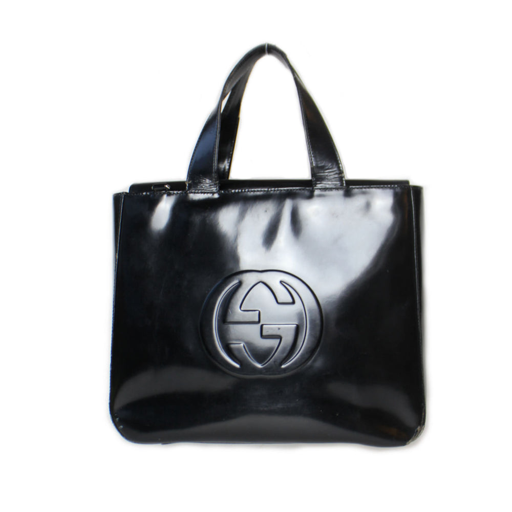 Gucci Patent Leather Logo Handbag