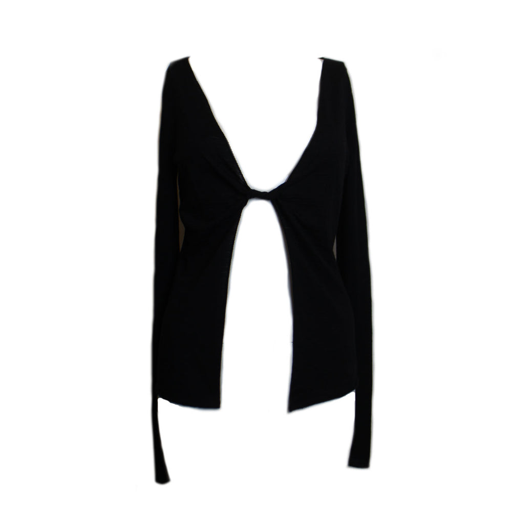 Gucci by Tom Ford Black Tie Up Long Sleeve Top XS
