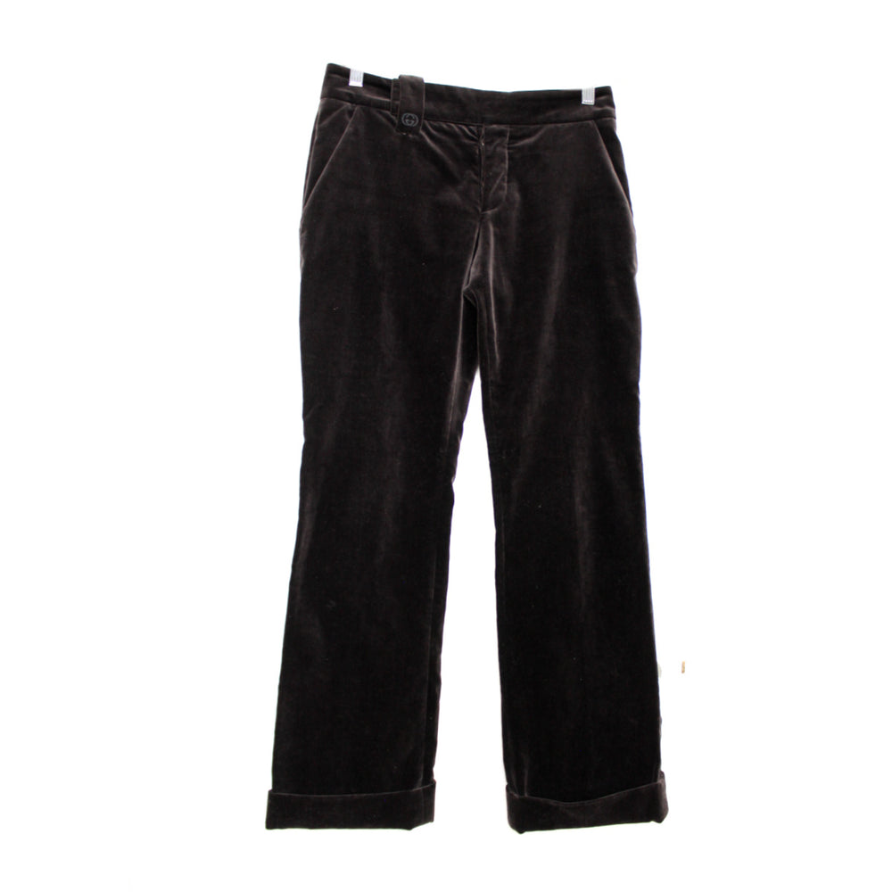 Gucci Brown Velour Straight Leg Trousers Size 40