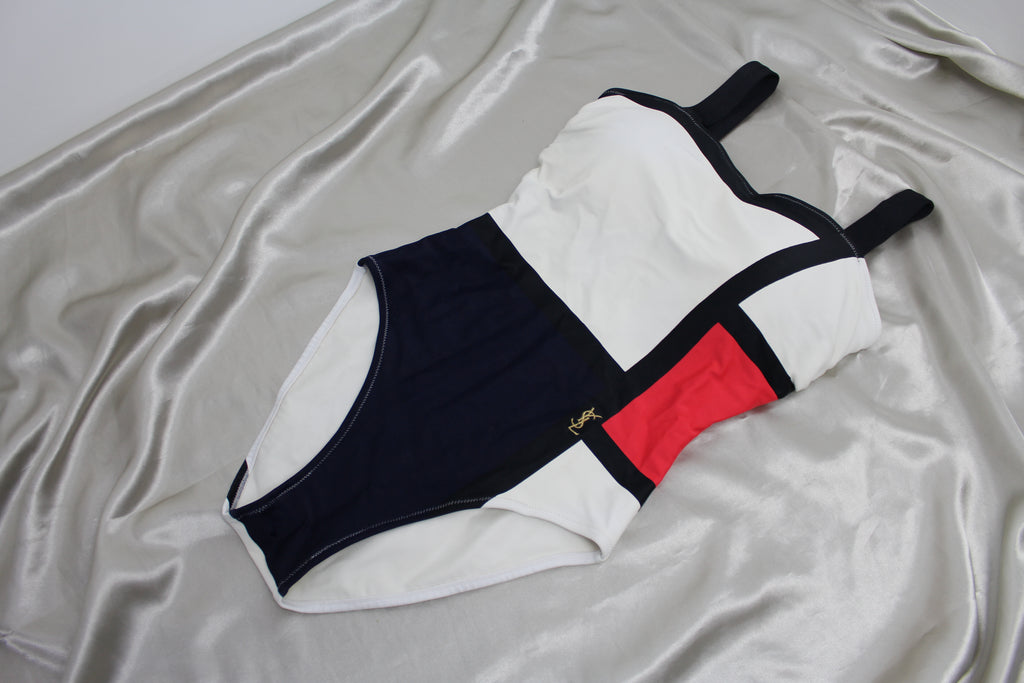 Yves Saint Laurent Logo Colour Block Swimsuit