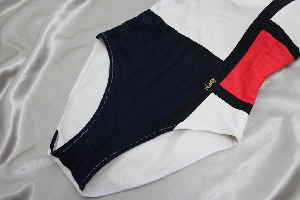 Yves Saint Laurent Logo Colour Block Swimsuit