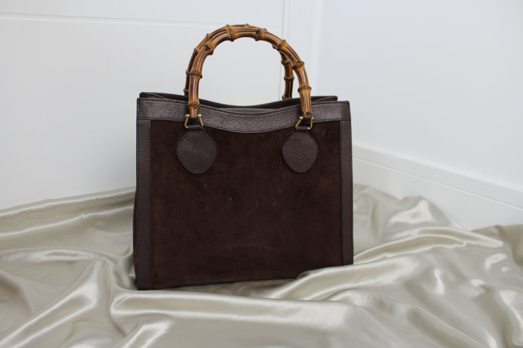 Gucci Brown Suede Diana Tote Bag (NEEDS REPAIRS)