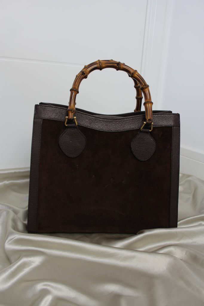 Gucci Brown Suede Diana Tote Bag (NEEDS REPAIRS)