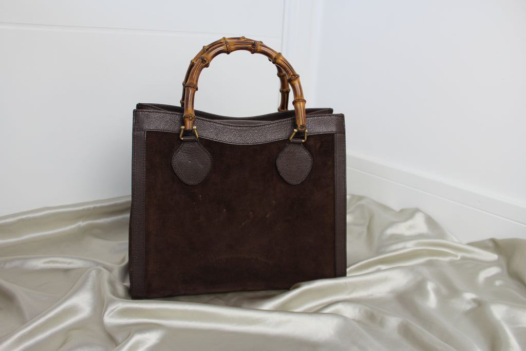 Gucci Brown Suede Diana Tote Bag (NEEDS REPAIRS)