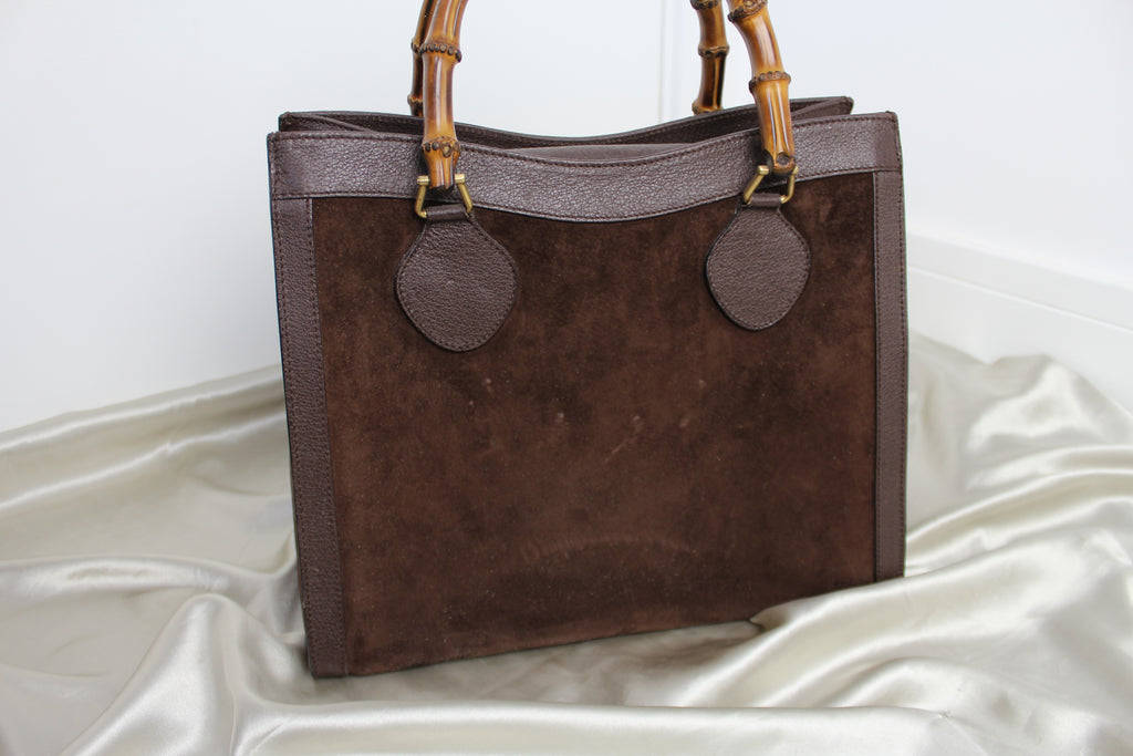 Gucci Brown Suede Diana Tote Bag (NEEDS REPAIRS)