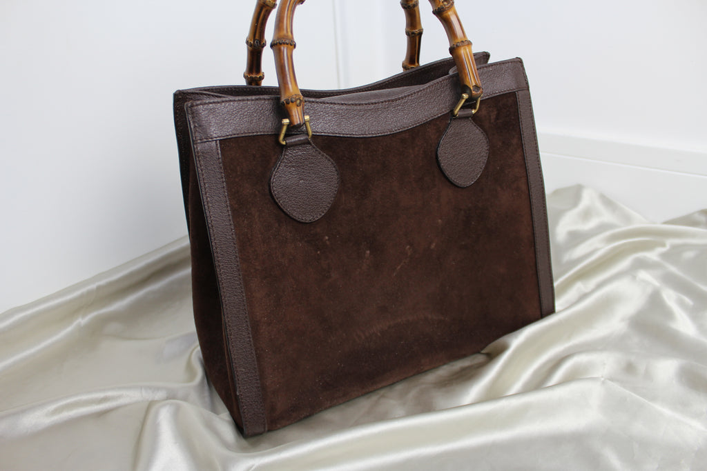 Gucci Brown Suede Diana Tote Bag (NEEDS REPAIRS)