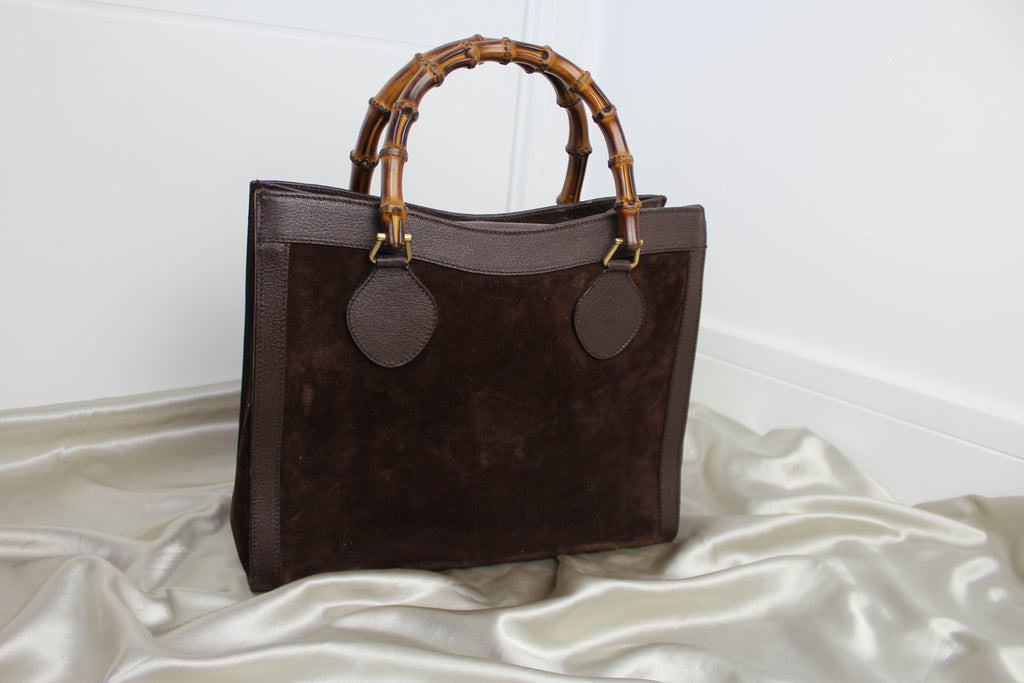 Gucci Brown Suede Diana Tote Bag (NEEDS REPAIRS)