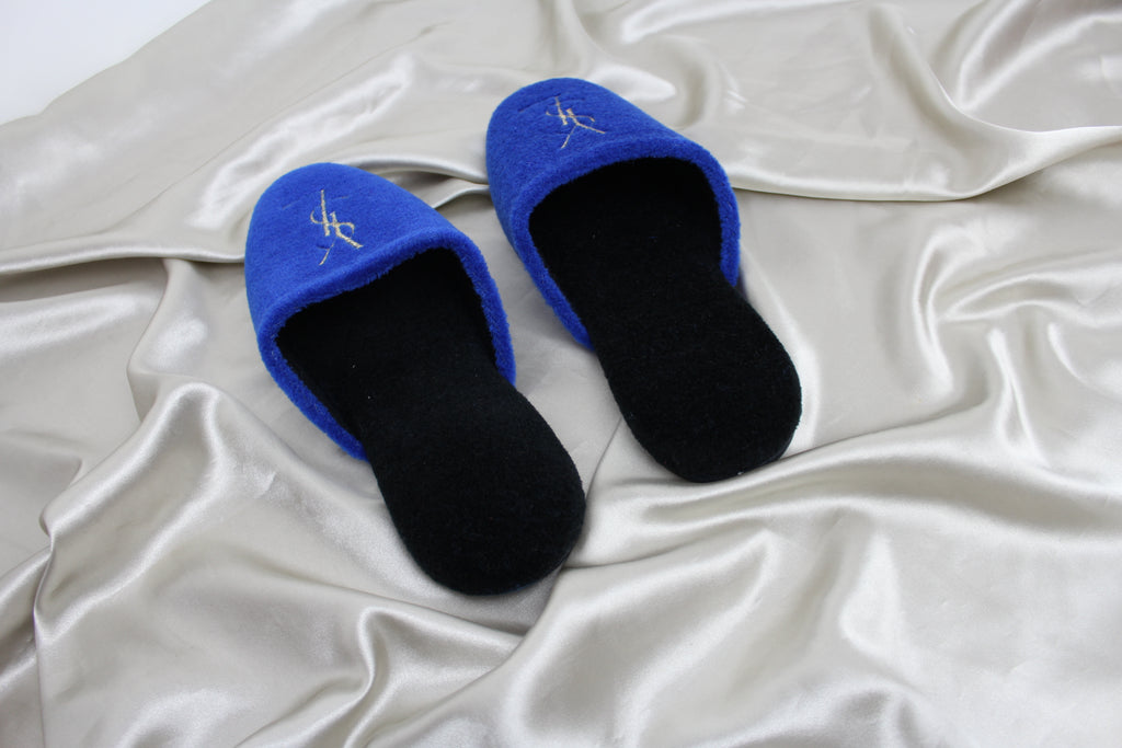 Yves Saint Laurent Blue Logo Slippers