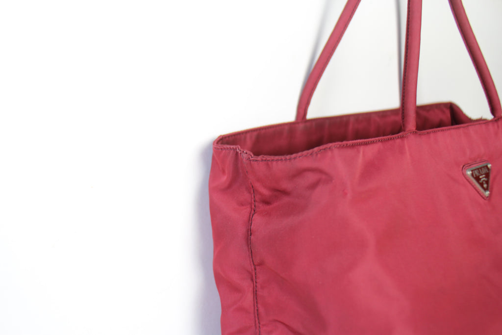 Prada Tessuto Nylon Tote Bag in Cherry Red