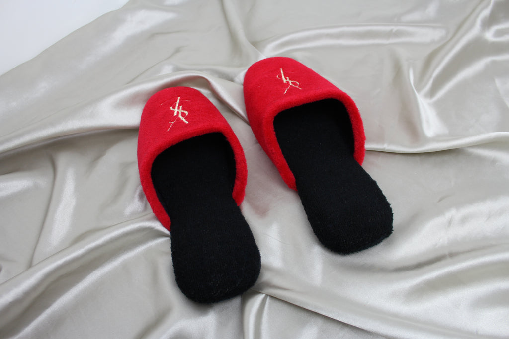 Yves Saint Laurent Red Logo Slippers