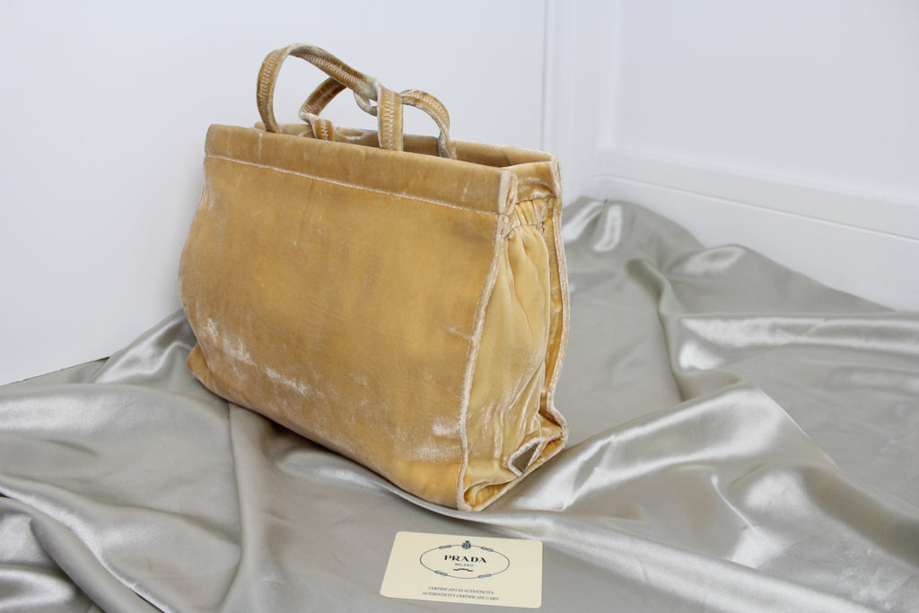 Prada Yellow Velvet Tote Bag