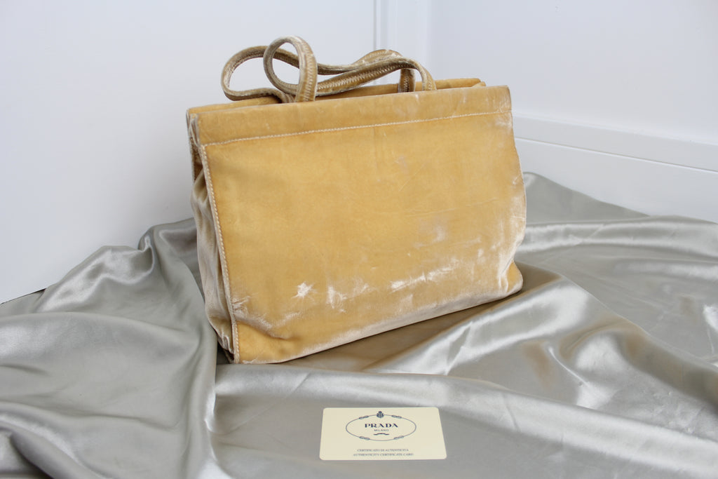 Prada Yellow Velvet Tote Bag