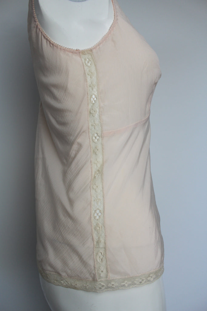 Louis Vuitton Pink Silk & Lace Monogram Cami Top 38