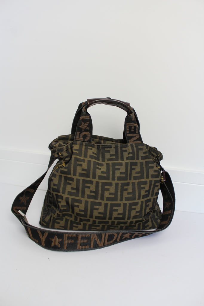 Fendi Zucca Logo Canvas Two Way Bag