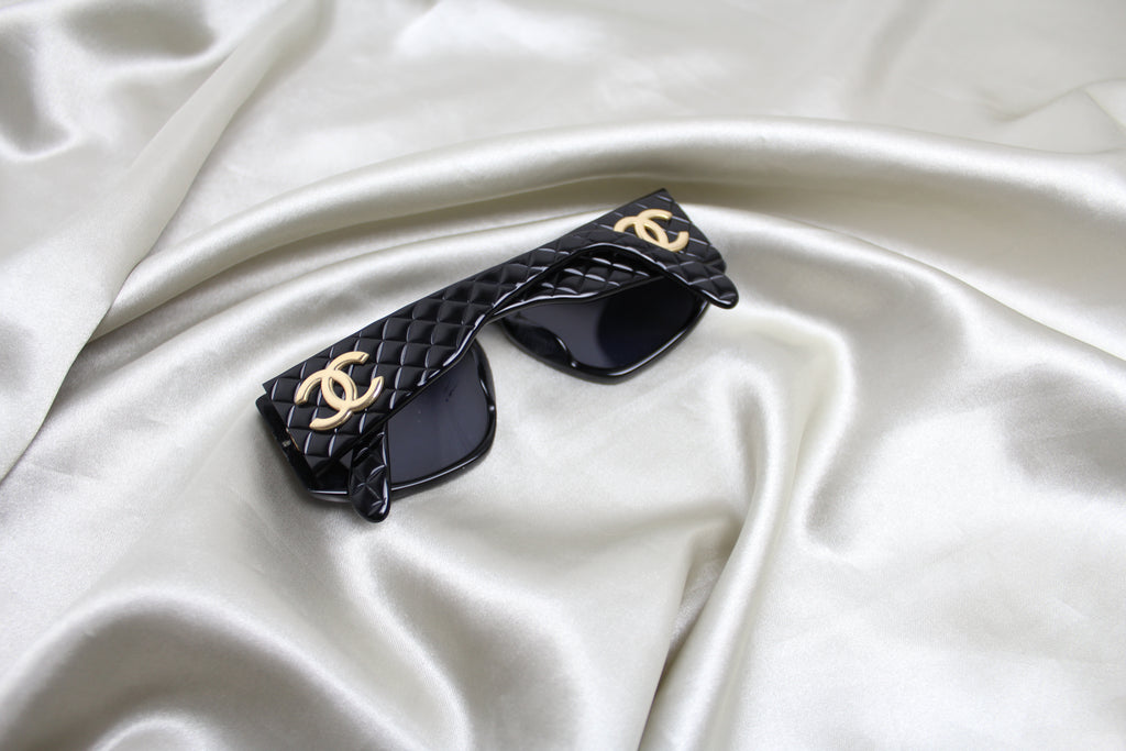 Chanel Black Quilted Logo Sunglasses