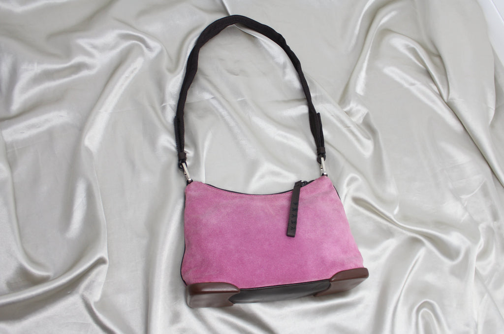 Prada Pink Suede Small Shoulder Bag