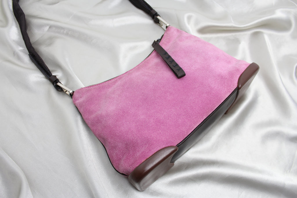 Prada Pink Suede Small Shoulder Bag