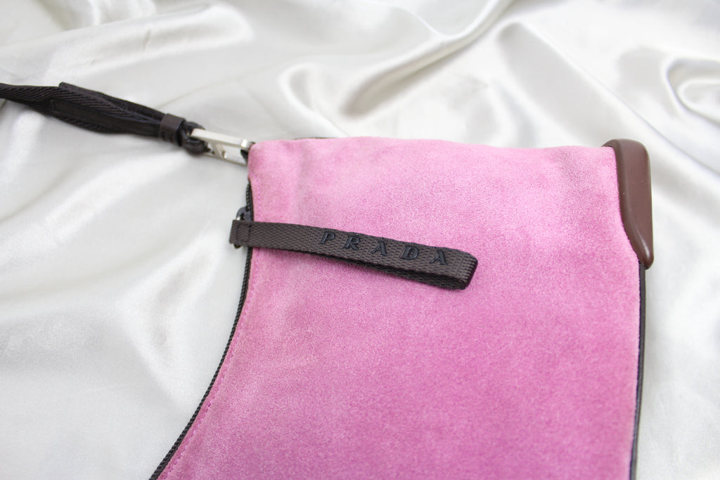 Prada Pink Suede Small Shoulder Bag