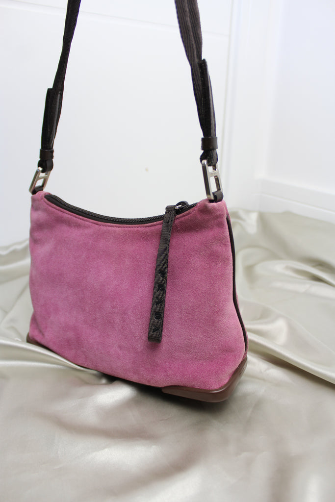 Prada Pink Suede Small Shoulder Bag