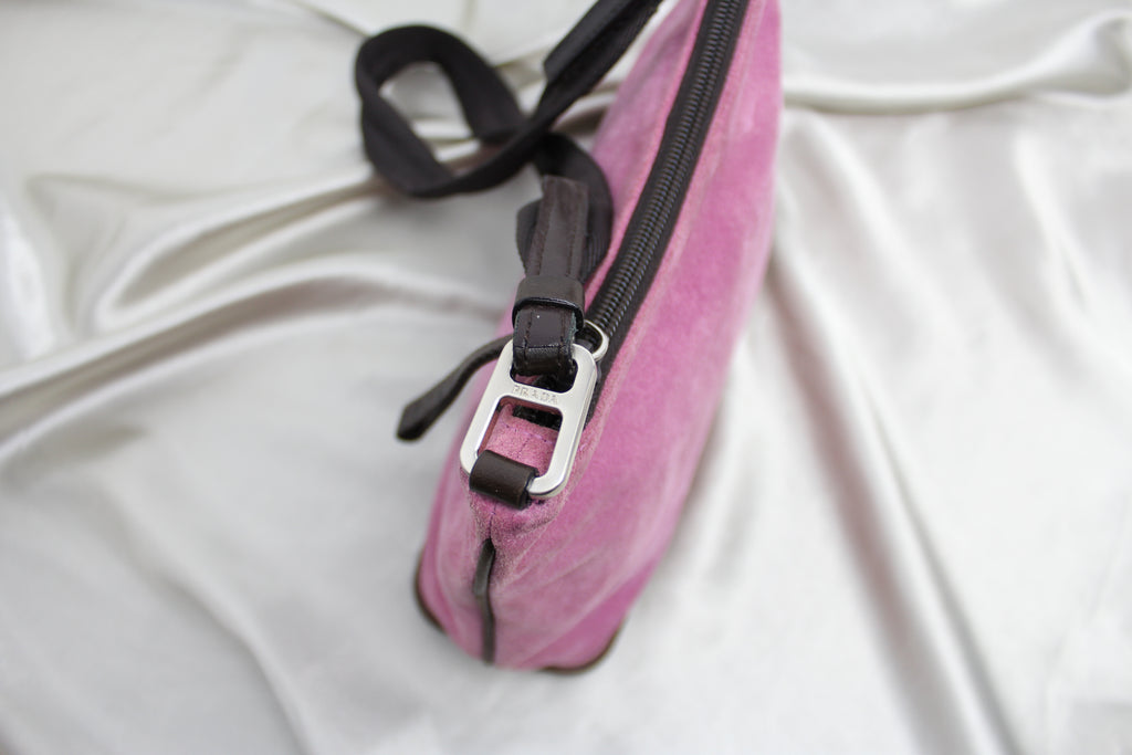 Prada Pink Suede Small Shoulder Bag