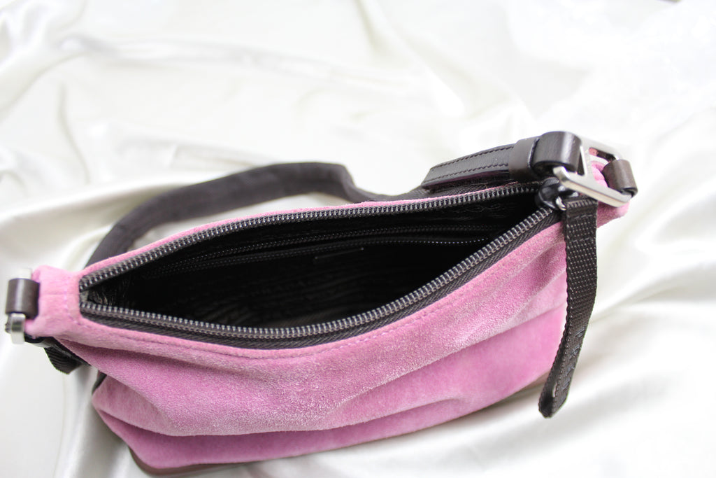 Prada Pink Suede Small Shoulder Bag