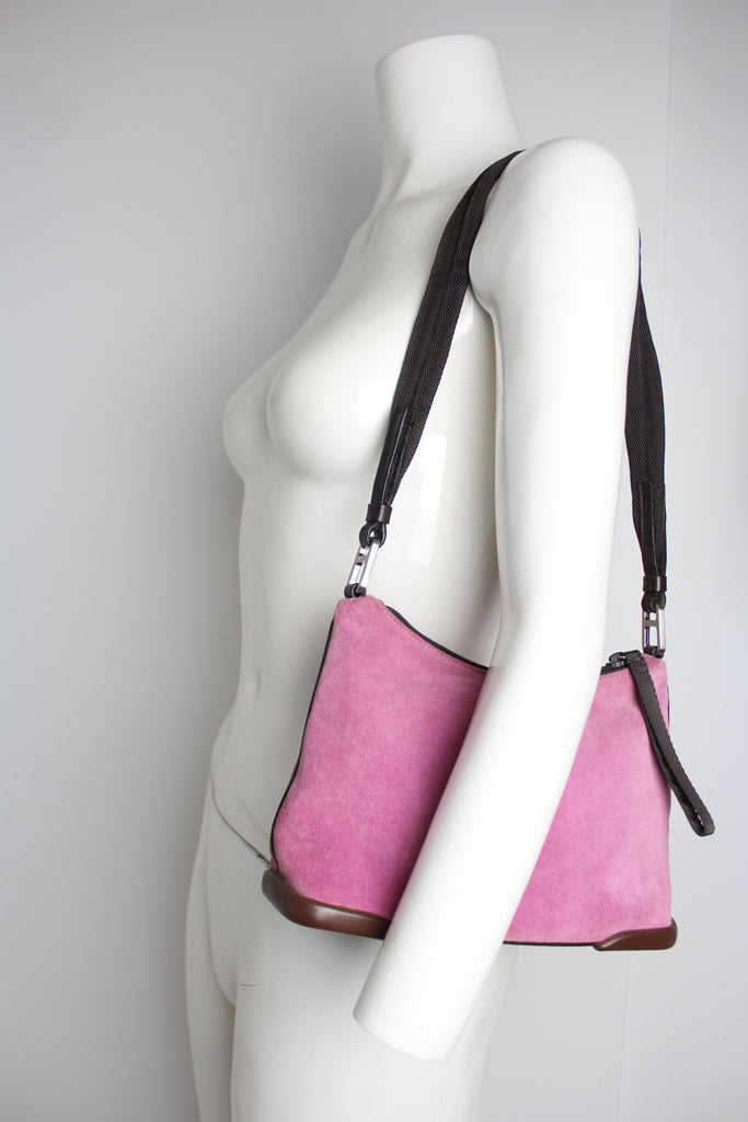 Prada Pink Suede Small Shoulder Bag