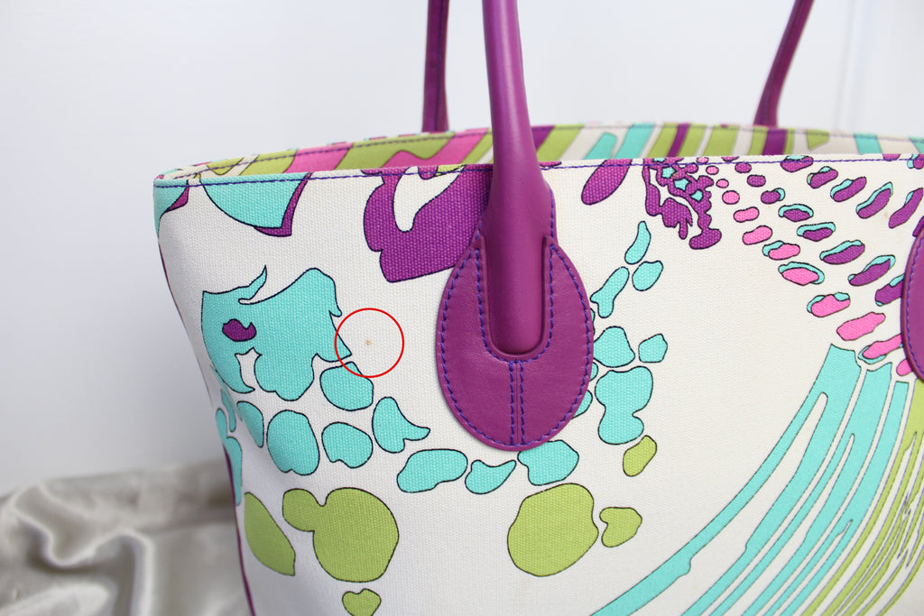 Emilio Pucci Canvas & Purple Leather Tote Bag