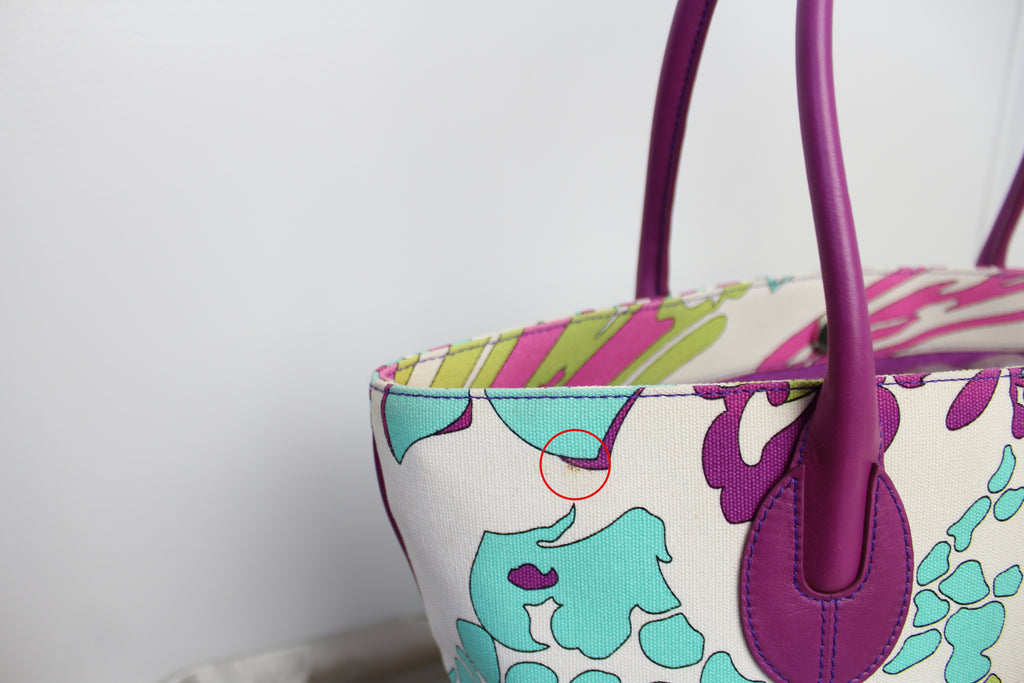 Emilio Pucci Canvas & Purple Leather Tote Bag