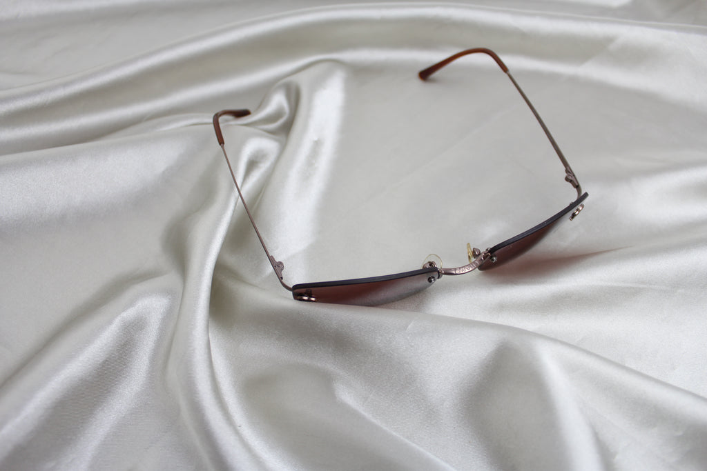 Chanel Purple / Brown Rimless Oval 4002 Sunglasses