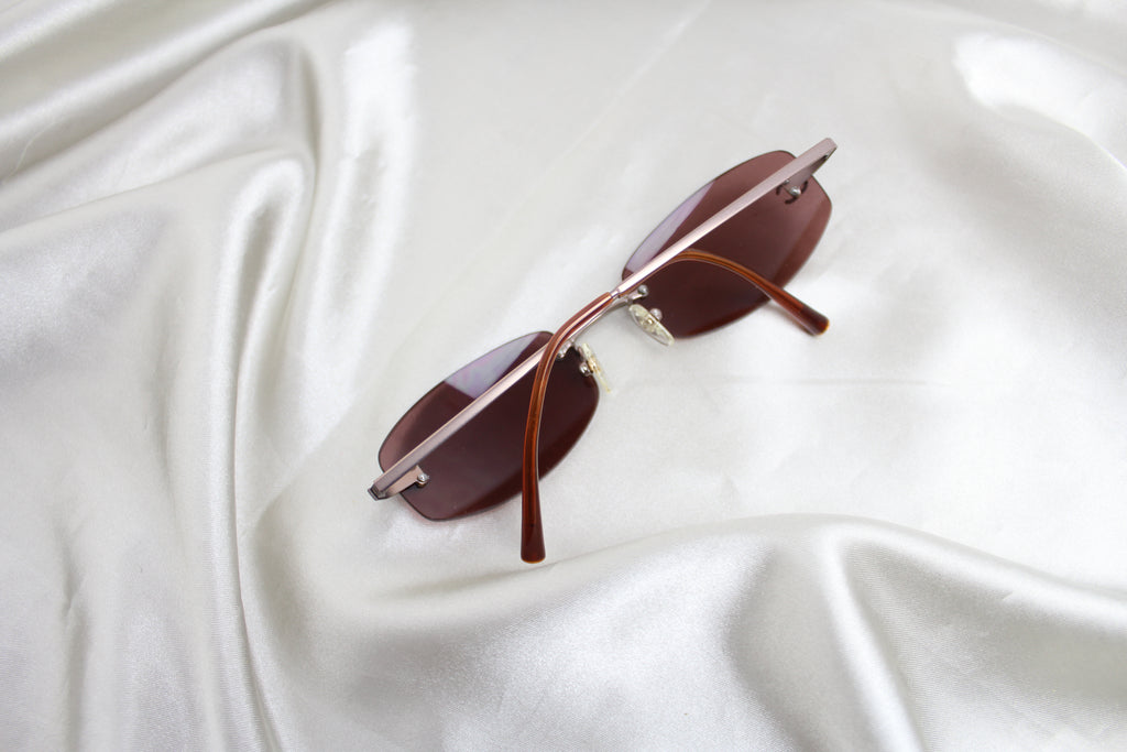 Chanel Purple / Brown Rimless Oval 4002 Sunglasses