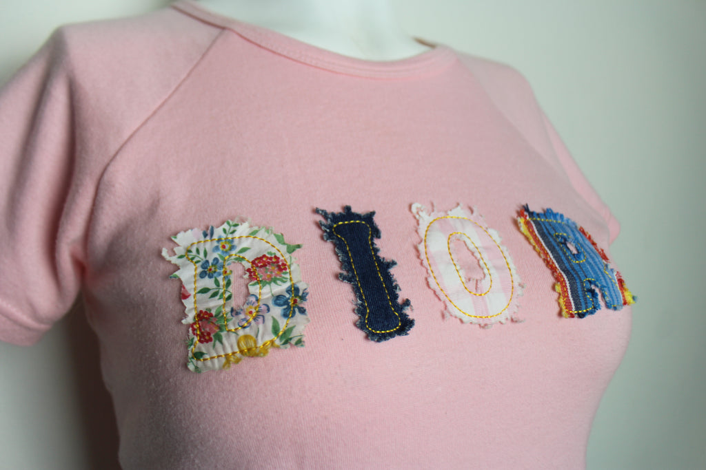 Christian Dior Baby Pink Patchwork Logo T-Shirt XS