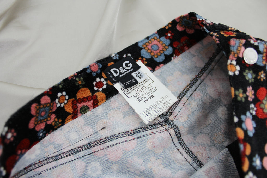 Dolce & Gabbana Floral Corduroy Midi Skirt - S