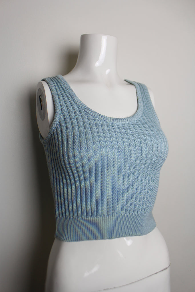 Versace 1990's Baby Blue Rib Knit Two Piece - Small