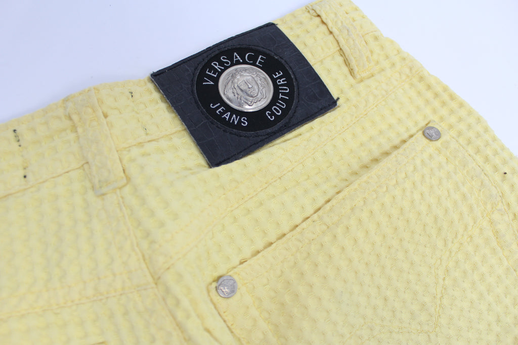 Versace Yellow Textured High Waist Jeans W26