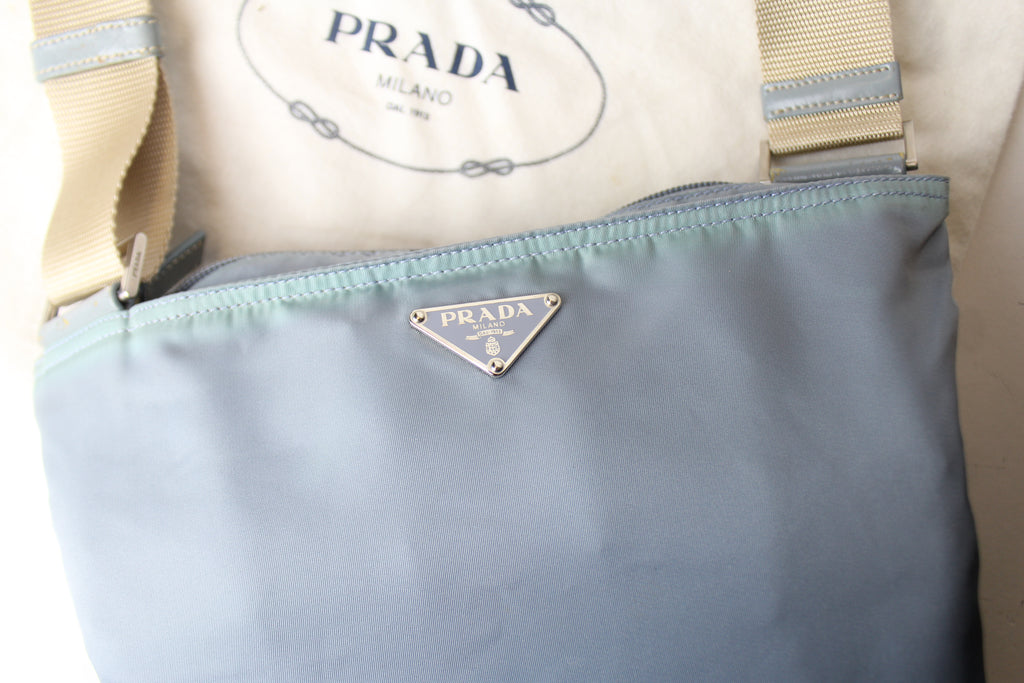 PRADA Vintage Logo Crossbody Bag Shoulder Bag Green Nylon 