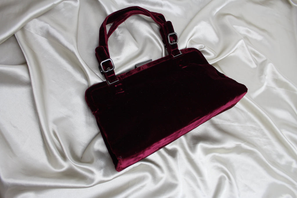 Prada 90's Red Velvet Handbag