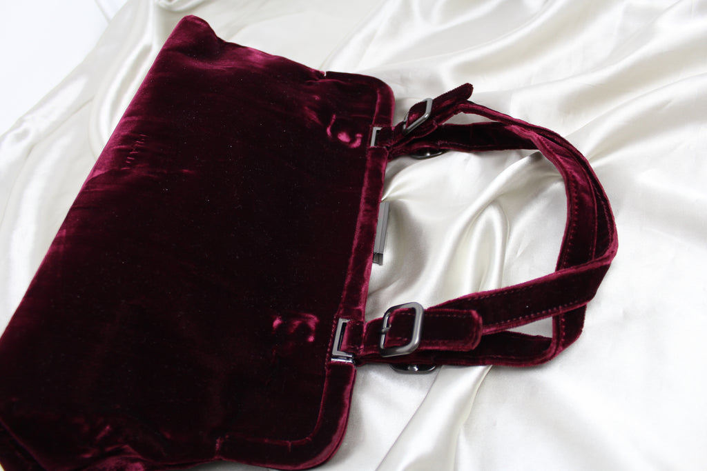 Prada 90's Red Velvet Handbag