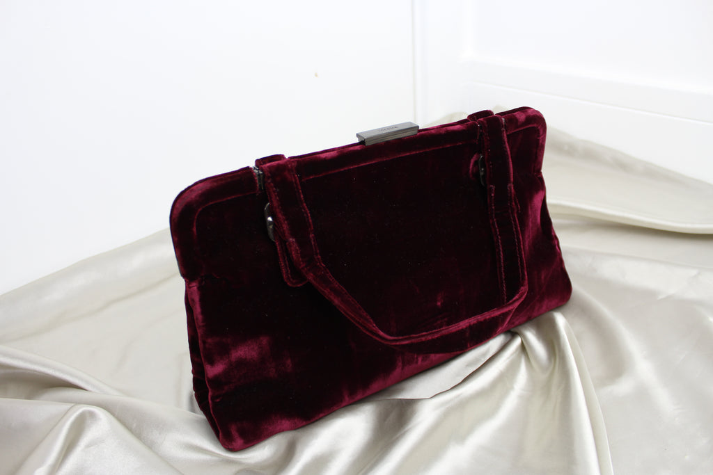 Prada 90's Red Velvet Handbag