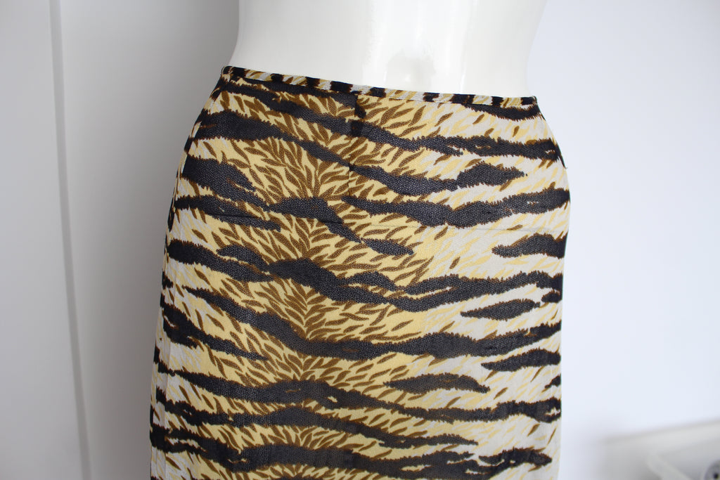 Dolce & Gabbana Tiger Print Semi Sheer Skirt UK 8