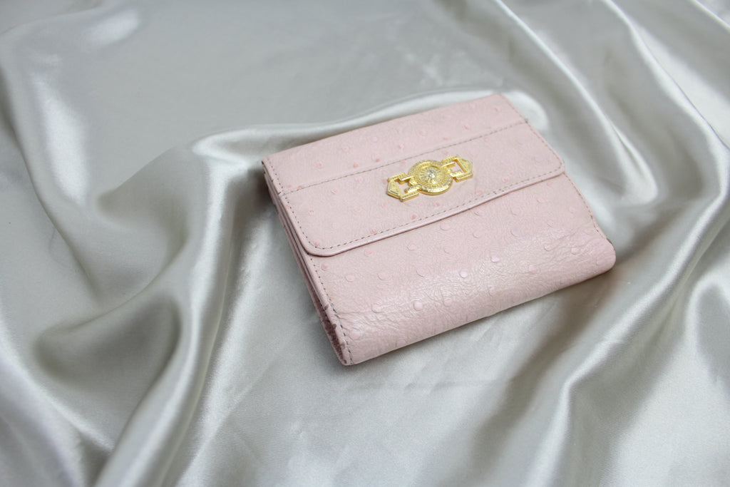 Gianni Versace Pink Ostrich Leather Purse