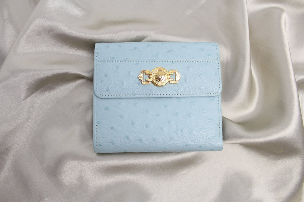 Gianni Versace Blue Ostrich Leather Purse