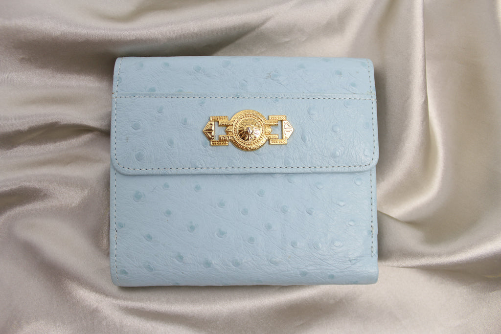 Gianni Versace Blue Ostrich Leather Purse