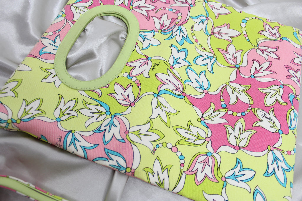 Emilio Pucci Pink & Green Pattern Multi Way Bag