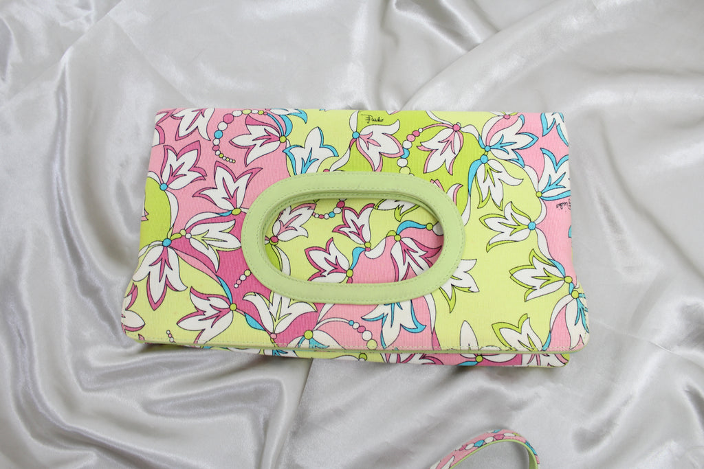 Emilio Pucci Pink & Green Pattern Multi Way Bag