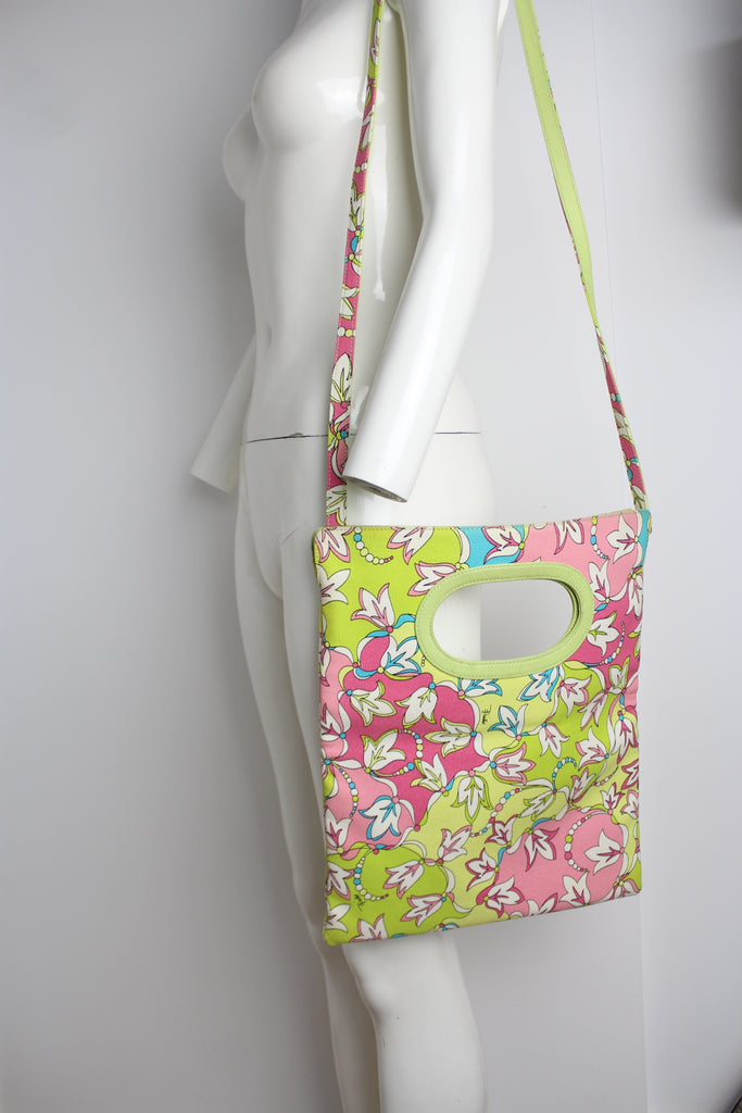 Emilio Pucci Pink & Green Pattern Multi Way Bag