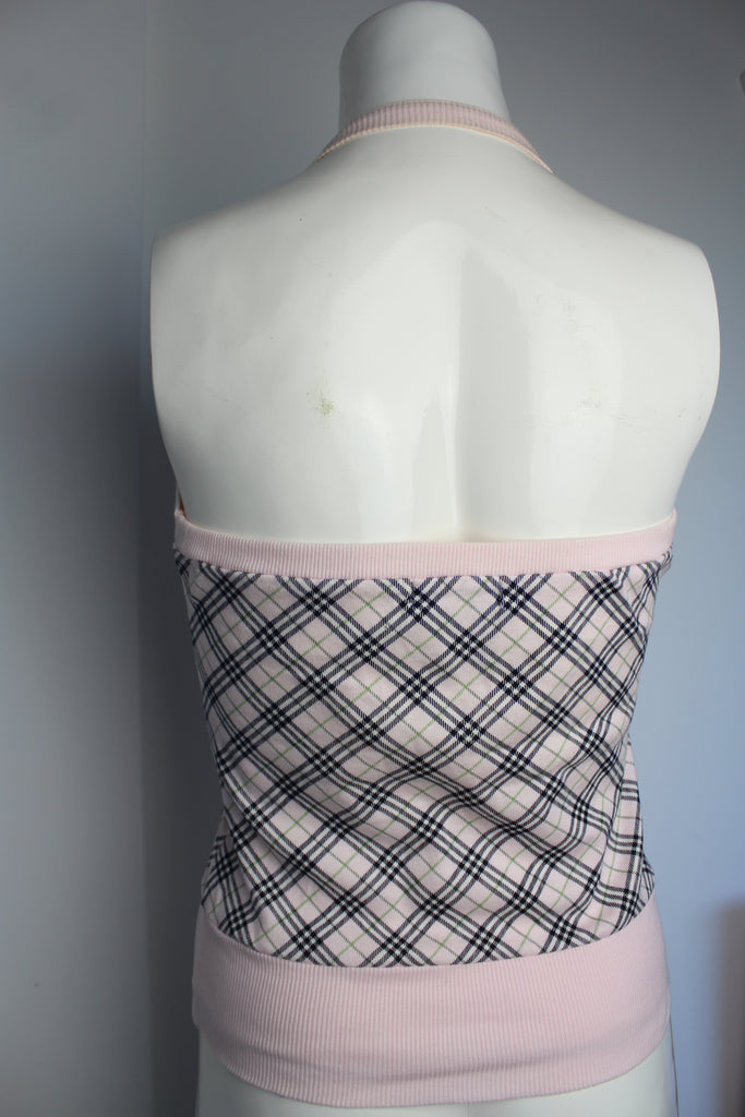 Burberry Pink Check Halter-neck Top Small