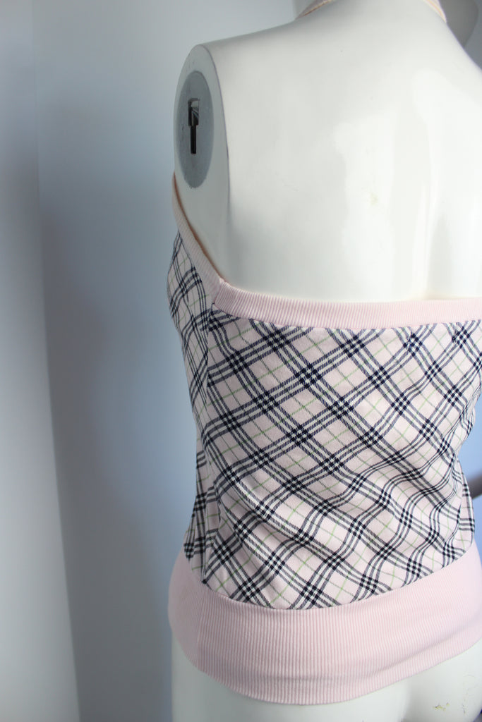 Burberry Pink Check Halter-neck Top Small