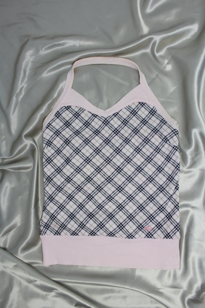 Burberry Pink Check Halter-neck Top Small