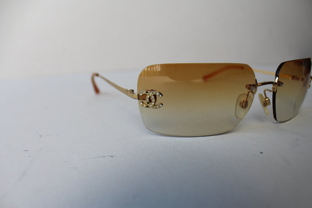 CHANEL  Accessories  Soldvtg Chanel Rhinestone Teal Aqua Sunglasses Y2k  47 D Kylie Jenner  Poshmark