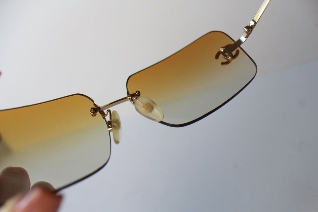 Chanel Diamante Rimless Ombre Sunglasses